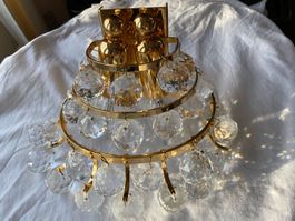 Applique murale en cristal et laiton doré