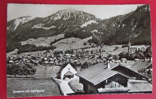 Cartoline postali: alte AK: Lungern mit Schynberg - gel. 1952 – Usato da Luzern venduto da Horoskop1