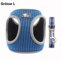 Hundebrustgeschirr Soft Mesh mit Leine - Grösse L / Blau