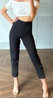 pantalon cigarette taille haute noir