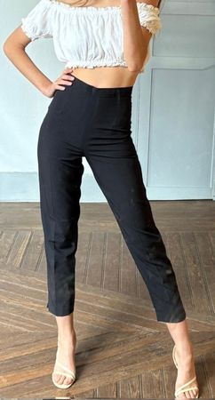 pantalon cigarette taille haute noir