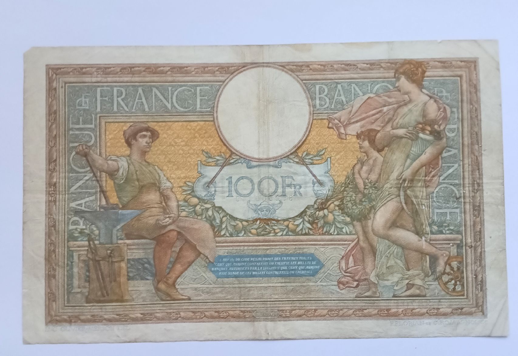 Banknoten: 100 Francs 1932 – Gebraucht aus Feldbach von carlotta111 1