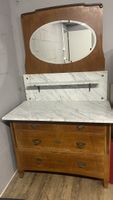 Antike Holzkommode mit Marmorplatte und Spiegel - Vintage Ch