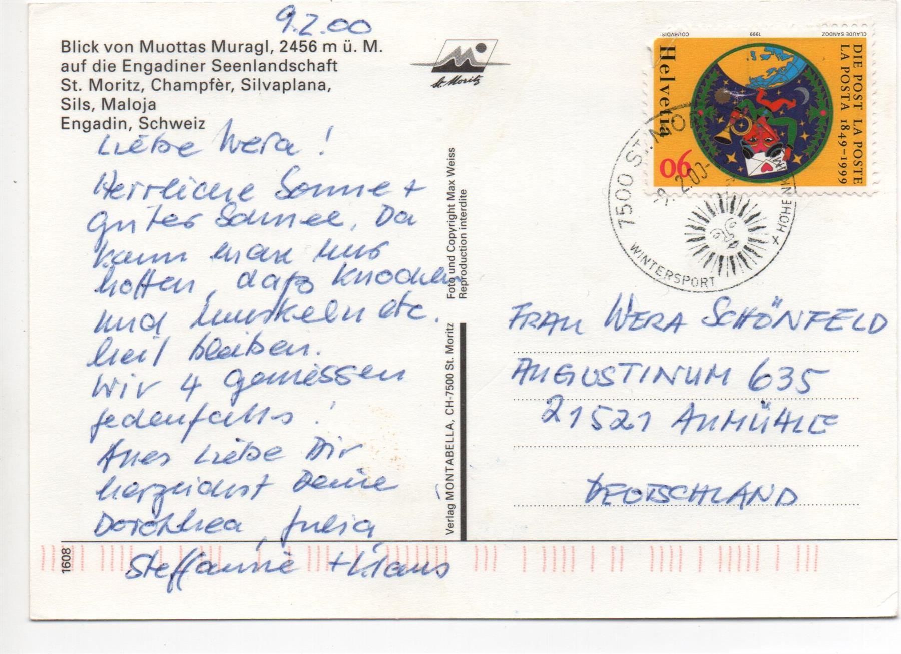 Cartoline postali: 2 x Ansichtskarten ST. MORITZ – Usato da Jona venduto da philajona 1