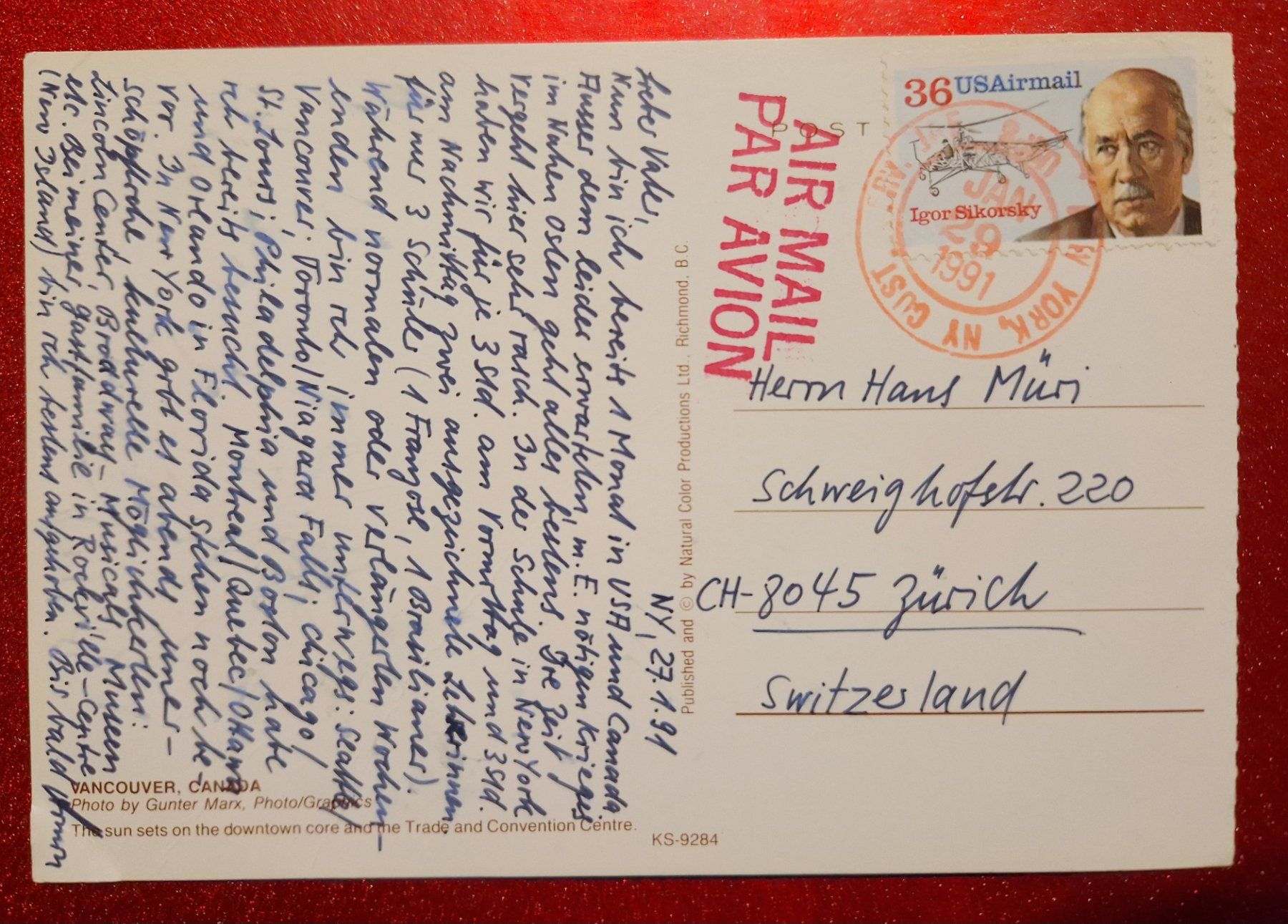 Cartoline postali: Vancouver Canada 1991 – Usato da Melchnau venduto da Arthurius 1