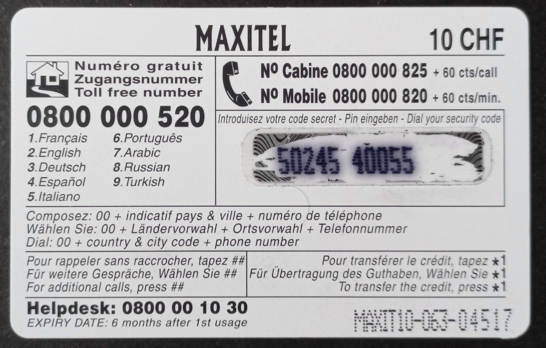 Schede telefoniche: Taxcard Phonecard - Maxitel - CH – Usato da Niederuzwil venduto da lubimaja 1