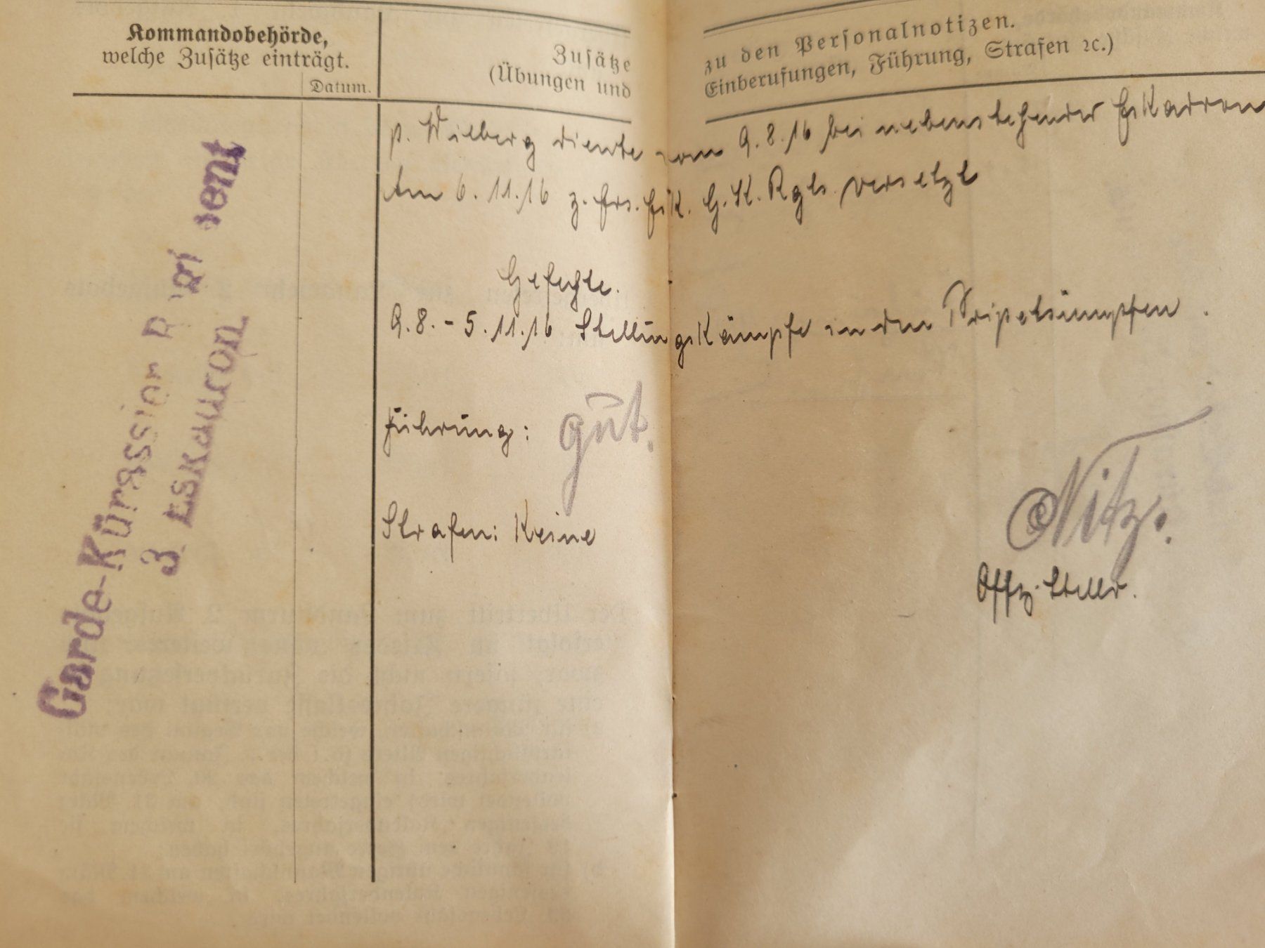 Uniformi: Deutsches Reich -WEHRPASS-EK1/EK2 Eintrag – Usato da Kriens venduto da KTP 6