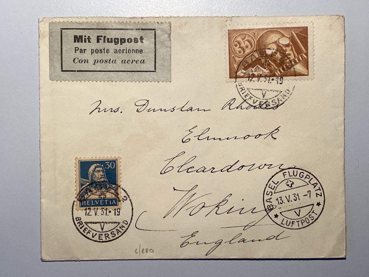 Tutti i francobolli: Flugpost 1931, gest. Basel Flugplatz 13.V.31, Luftpost – Usato da Küssnacht a. Rigi venduto da Unique-Valuable