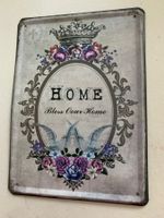 Vintage Blechschild HOME Bless Our Home Wanddeko Shabby Chic