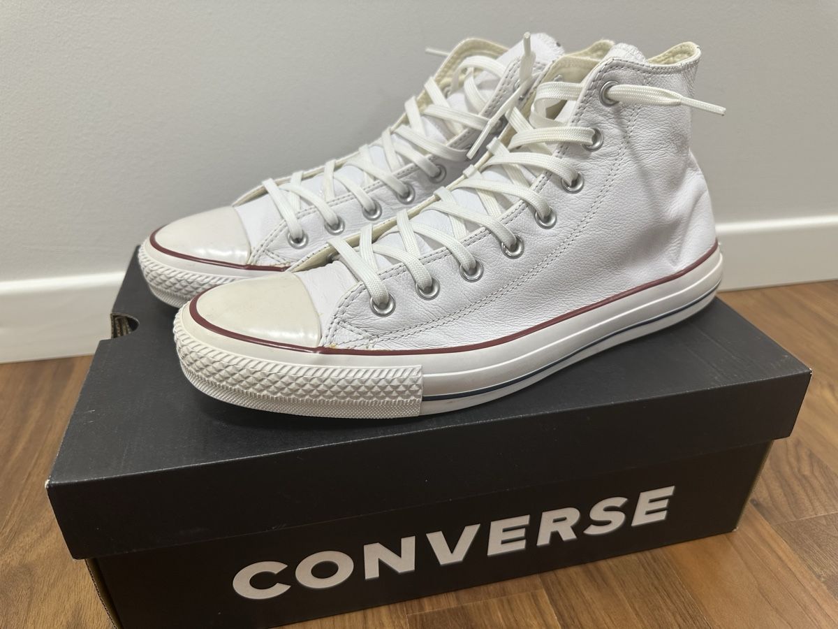 Converse Scarpe da uomo: Converse All Star Leder High Weiss Gr. 45 Top – Usato da Dietikon venduto da Faarai 1