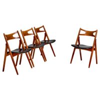 Hans Wegner Teak Stühle Sawbuck Denmark 60s