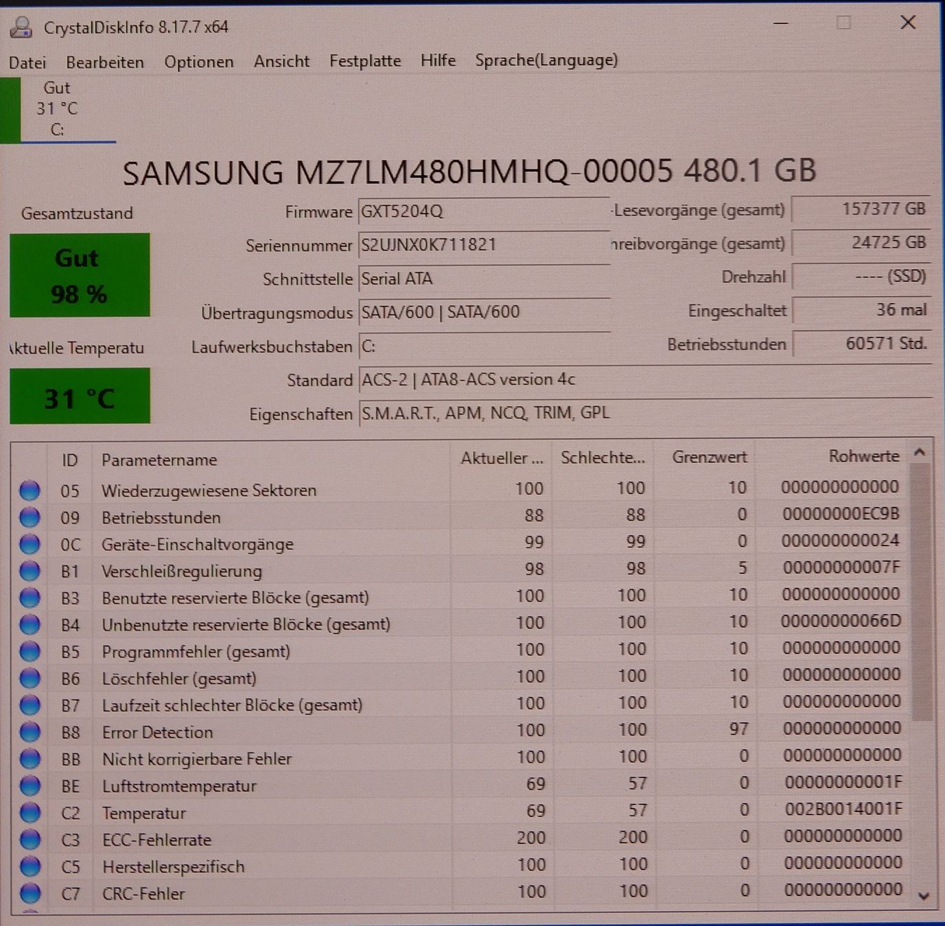 Samsung Disques durs: Samsung PM863a 480 GB SSD – D'occasion à Bern par compischop 1