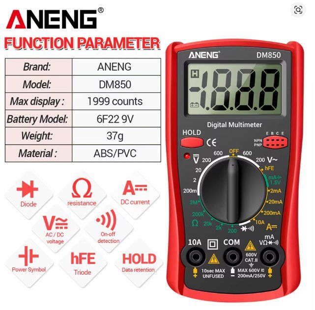 Misurare: ANENG DM850 Digitales Multimeter AC/DC Voltmeter rot – Nuovo e nell'imballaggio originale da Illnau venduto da diy-shop 2