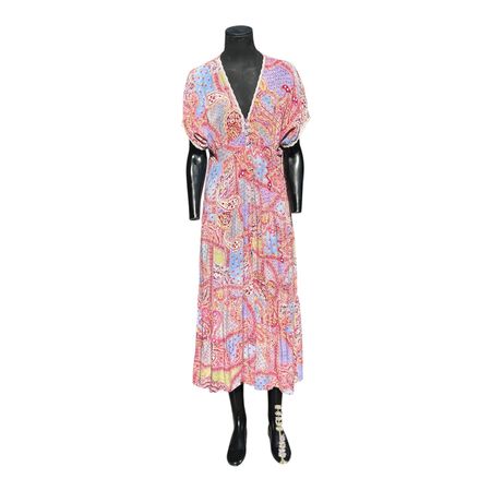 Sommerkleid Boho-Stil, Gr. M, bunt, V-Ausschnitt, fliessend