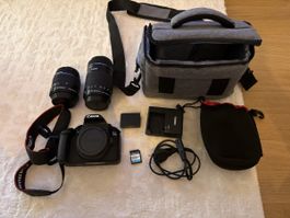 Canon EOS 1300D camera kit with bag and lenses