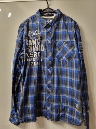 Herren Hemd blau kariert CAMP DAVID Grösse L