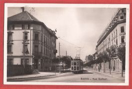 Biel - Tram auf Rue Dufour - Fotokarte 1927