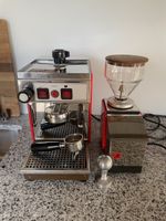 Espressomaschine und Mühle Maximatic rot Chrom Set