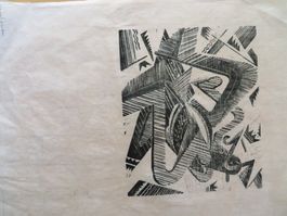 Johannes Molzahn m 1892-1965  Holzschnitt Fabeltier