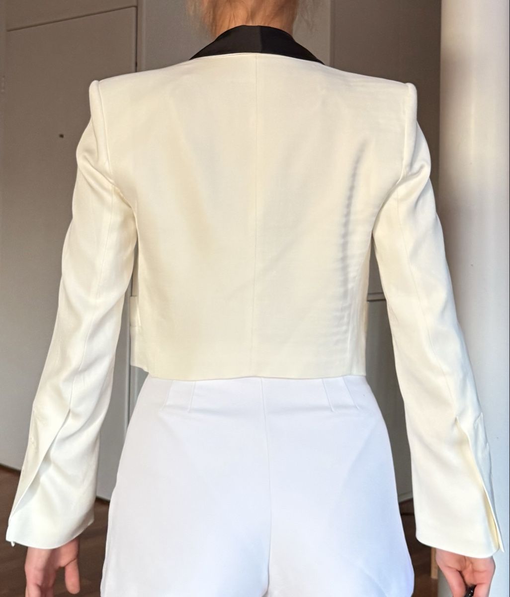 Zara Giacche: Chic White Cropped Blazer with Black Lapels - Size S – Nuovo (secondo la descrizione) da Zürich venduto da eli_t8nw 5