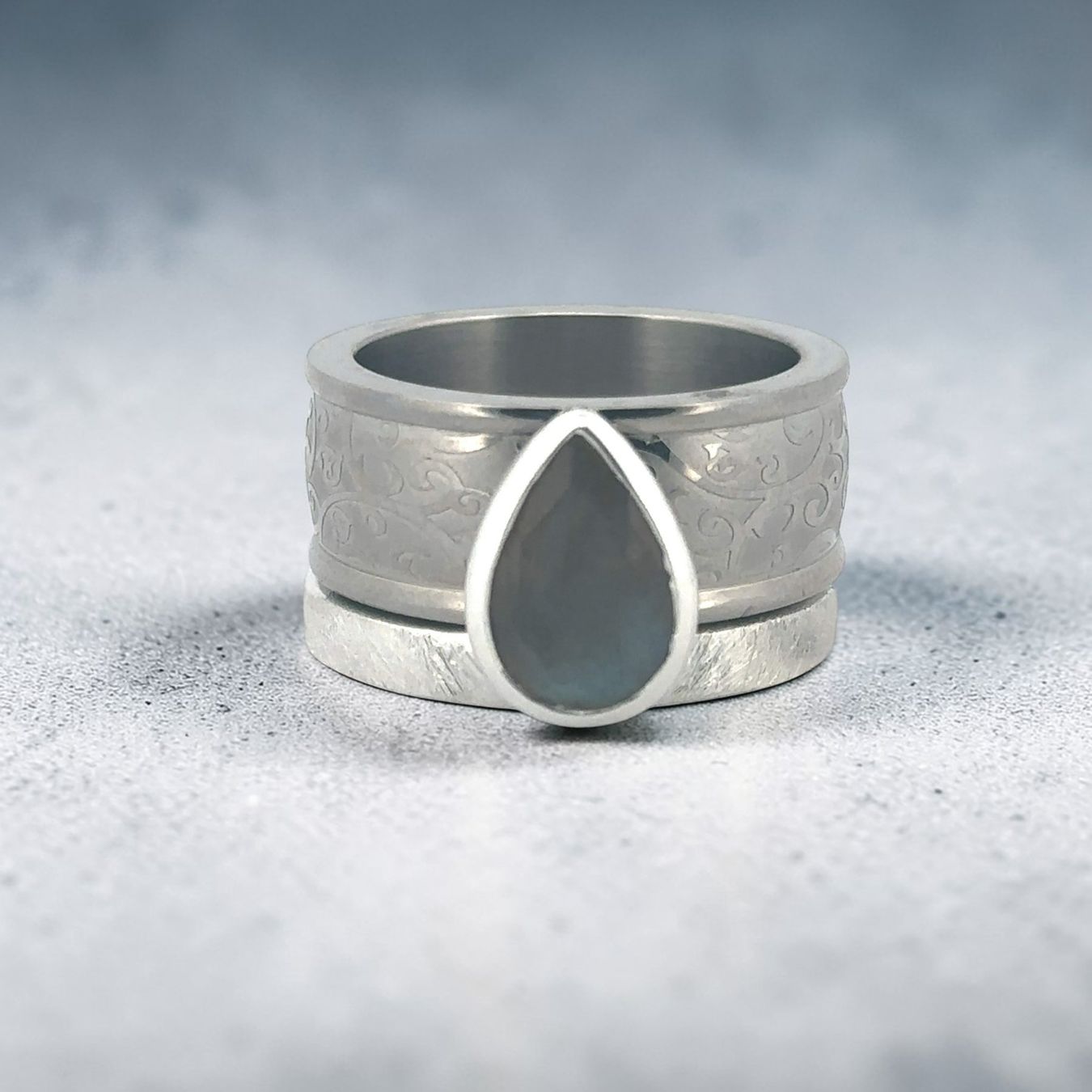 Olga Ribler Anelli: Unikate Silber Ring 925 SET mit Edelstahl Ring Gr 60 – Nuovo (secondo la descrizione) da Luzern venduto da Schmuckoutlet
