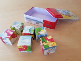 schönes Würfelpuzzle aus Holz (6 Wüfel, 6 Bilder)