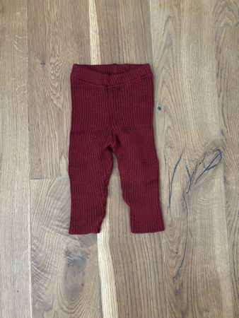 Strick Leggings Wolle Gr.62/68 Rot Disana