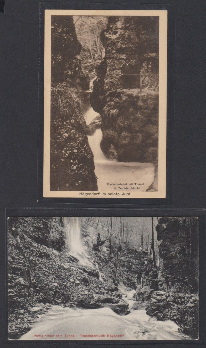 Cartoline postali: Hägendorf  Teufelsschlucht   :   4 alte Ansichtskarten 1910 – Usato da Vitznau venduto da Ropaku 2