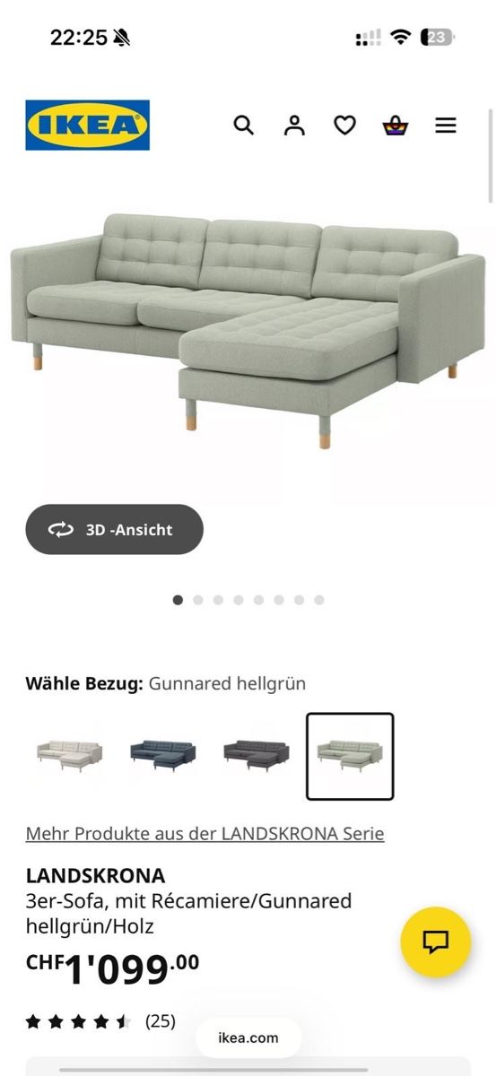 Ikea Divani: IKEA LANDSKRONA 3er Sofa mit Récamiere hellgrün – Usato da Waldkirch venduto da SuisseArchiveShop 8