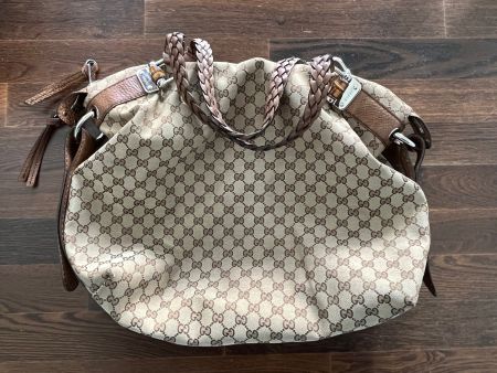 GUCCI Original Handtasche, beiger Stoff mit Monogramm