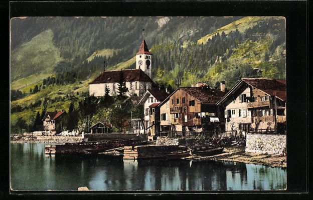 Cartoline postali: Brienz, Blick über den See auf den Ort – Usato da Berlin venduto da bartko-reher
