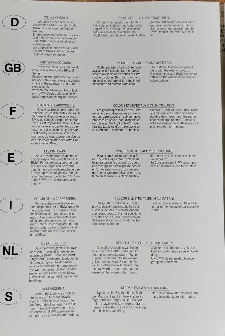 BMW Documenti: BMW 3er Reihe  1988 – Usato da huenenberg venduto da Suizofelize 1