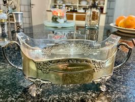 JUGENDSTIL JARDINIERE VERSILBERT BLEIKRISTALL FRANKREICH