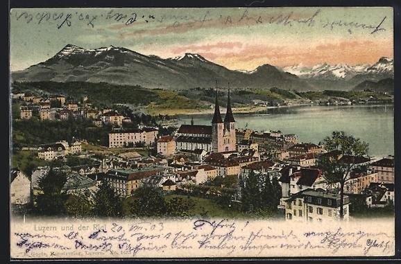 Ansichtskarten: AK Luzern, Totalansicht mit Rigi, 1903 – Gebraucht aus Berlin von bartko-reher