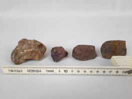 3 Mineralien und 1 Fossil