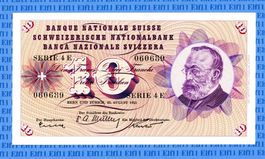 CHF__10.00 19550825 ungefaltet Banknote 10 Franken
