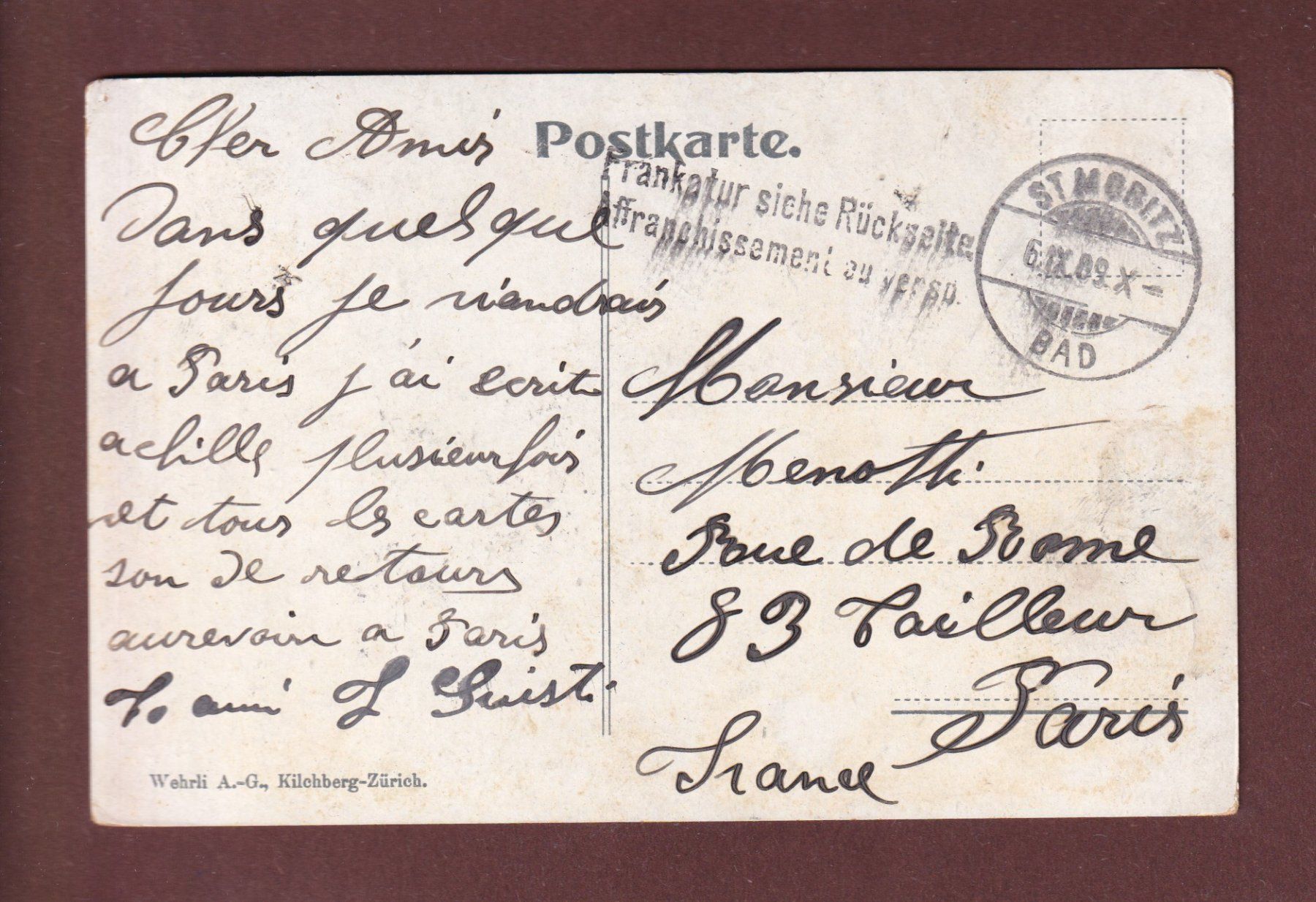 Cartoline postali: MALOJA - Belvedere - 1909 – Usato da Pully venduto da nicecards-shop 1