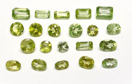 Dès 1.- Fr. - 21x Péridots 10.05 ct  - CERTIFICAT 1'200.- Fr