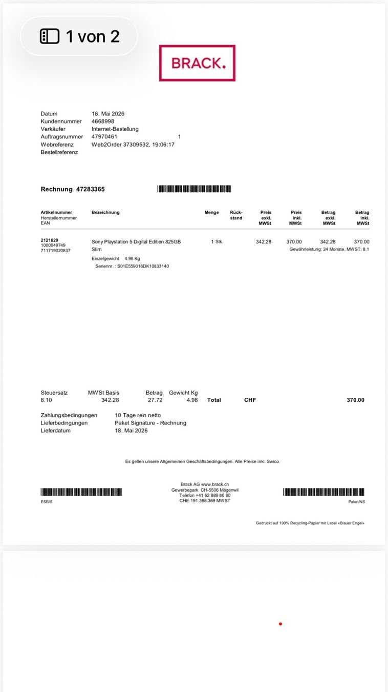 Sony Console: PS5 Digital Edition Konsole mit Controller, OVP, Top Zustand – Nuovo (secondo la descrizione) da Adliswil venduto da L_RW 2