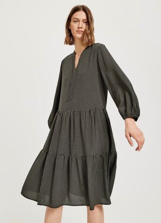 Opus Kleid Widania Gr. 36 Viskose grün schwarz kariert