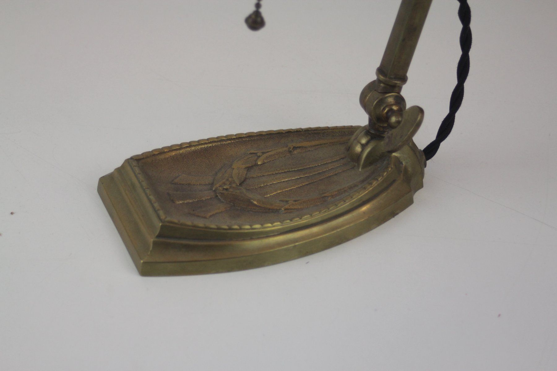 Lampade: Vintage Schreibtischlampe Messing mit Stoffschirm – Usato da Basel venduto da IRMAundFRED 2