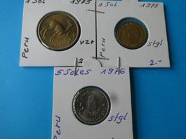Peru, Konvolut alte Münzen 1975/76 meist unzirk