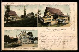 AK Wald /Appenzell, Gasthaus zur Krone, Gasthaus zum Ochsen