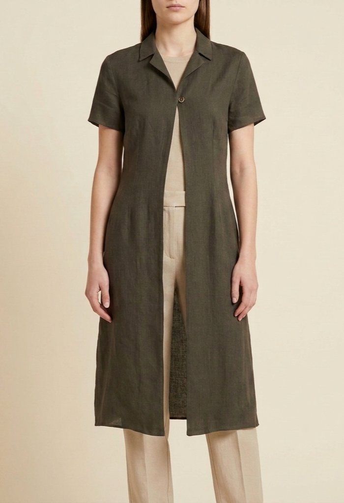 Vestiti: Robe Longue Vintage 100% Lin Vert Olive Taille M – Usato da Fribourg venduto da re-fine