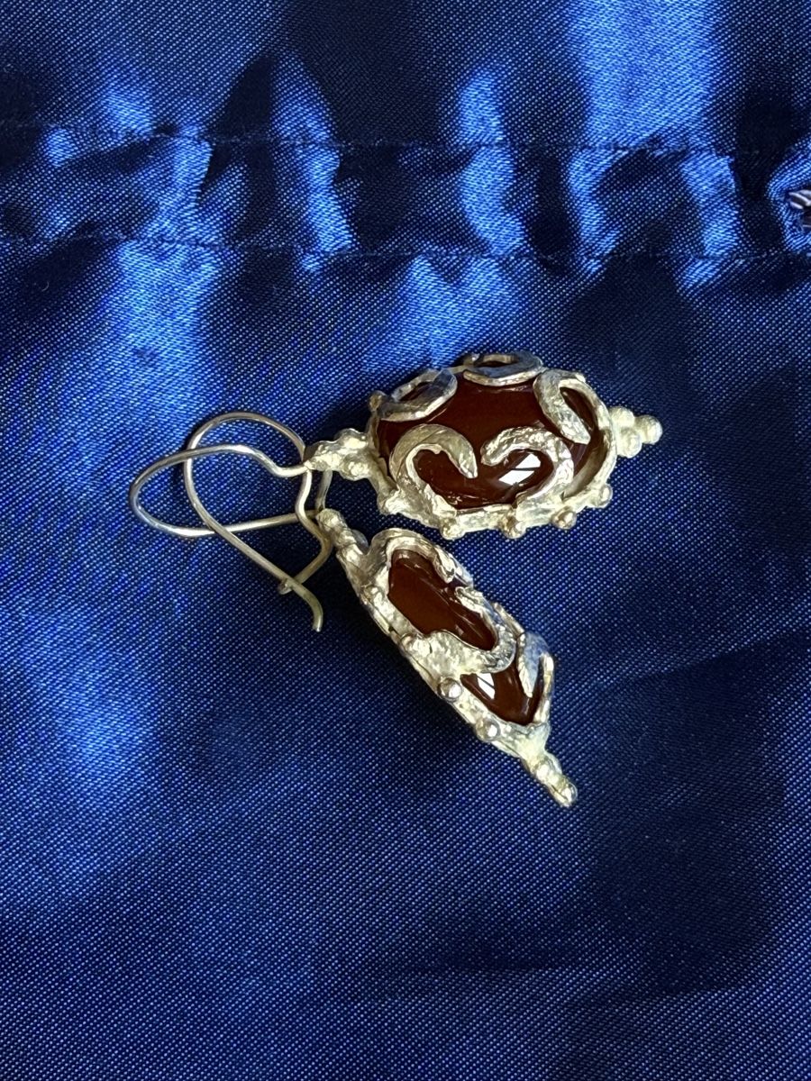 Orecchini pendenti & Orecchini a lobo: Vintage Sterling Silver Carnelian Dangle Earrings – Nuovo (secondo la descrizione) da Zürich venduto da DEGU 1