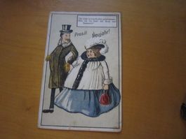 No 4 antike Postkarte Prosit zum neuen JAhr