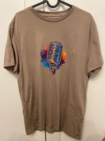 Tshirt Braun Musik Graffiti retro Mikrofon L