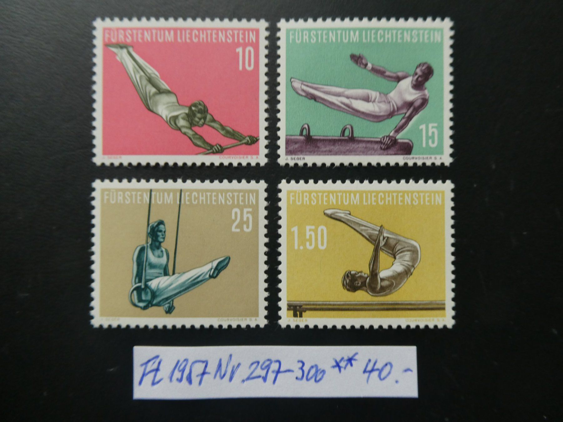 Tutti i francobolli: FL 1957 Nr. 297-300 postfrisch ** – Usato da Lausen venduto da Herbamare01