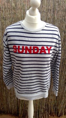 Pullover gris & marine rayé SUNDAY, taille M