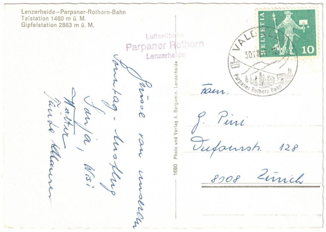 Cartoline postali: Lenzerheide - Luftseilbahn Rothorn – Usato da Binningen venduto da Mountainrider 1